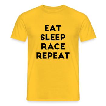 Eat Sleep Race Repeat Racing Bicycle Kart Car - Men's T-Shirt - yellow - Front - AI Model Male 178 dark (178cm)