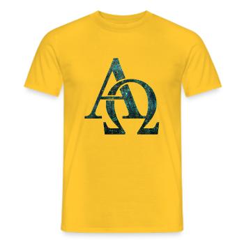 Symbol beginning end Alpha Omega God Christian - Men's T-Shirt - yellow - Front - AI Model Male 178 dark (178cm)