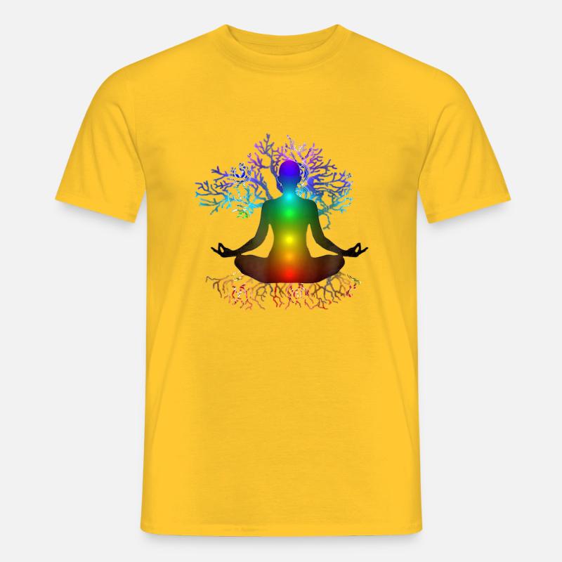 Chakra Baum des Lebens - Männer T-Shirt - Gelb