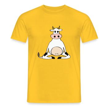 Une vache fait une idée cadeau pour les amateurs de yoga yoga - T-shirt homme - jaune - Devant - AI Model Male 178 dark (178cm)