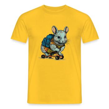 Le Chinchilla Mouse patine avec son skateboard - T-shirt homme - jaune - Devant - AI Model Male 178 dark (178cm)