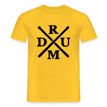 Drum Cross Drummer Drums - Men's T-Shirt - yellow - Front - AI Model Male 178 dark (178cm)