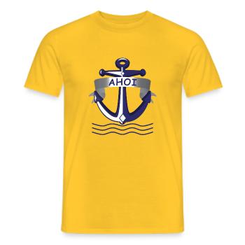 Anker mit Banner Ahoi - Männer T-Shirt - Gelb - Vorne - AI Model Male 178 dark (178cm)