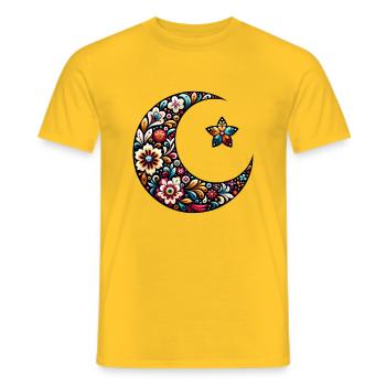 lune florale colorée inspiré d'art russe - T-shirt homme - jaune - Devant - AI Model Male 178 dark (178cm)