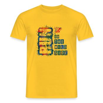 Run Run Exercise Race Strong Man Woman Sprint - Men's T-Shirt - yellow - Front - AI Model Male 178 dark (178cm)