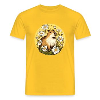 Capybara - Men's T-Shirt - yellow - Front - AI Model Male 178 dark (178cm)