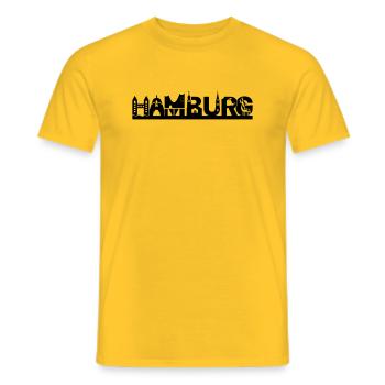 Hamburg skyline with sights - Men's T-Shirt - yellow - Front - AI Model Male 178 dark (178cm)