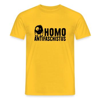 Homo Antifaschistus - forme de vie antifasciste - T-shirt homme - jaune - Devant - AI Model Male 178 dark (178cm)