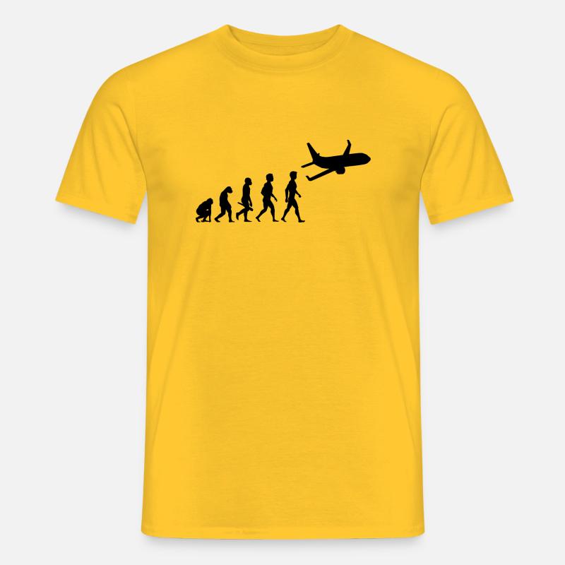 flugzeug flieger fliegen evolution piloten cockpit - Männer T-Shirt - Gelb