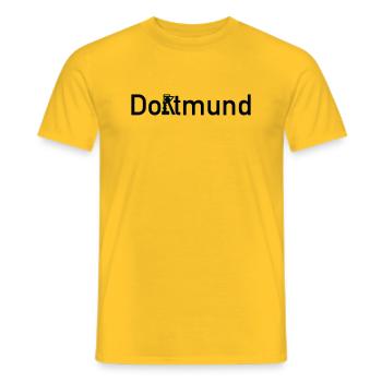 Dortmund Ortsschild Skyline mit Zeche Zollern - Männer T-Shirt - Gelb - Vorne - AI Model Male 178 dark (178cm)