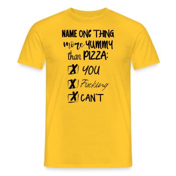 More yummy than pizza Quote fun Spruch lustig - Männer T-Shirt - Gelb - Vorne - AI Model Male 178 dark (178cm)