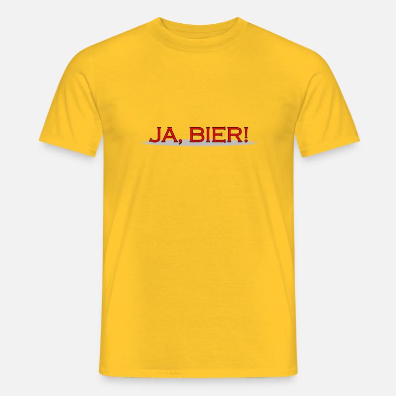 JA BIER rote Schrift - Männer T-Shirt - Gelb