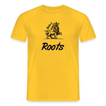Roots Lion Loewe Reggae Rasta - Männer T-Shirt - Gelb - Vorne - AI Model Male 178 dark (178cm)