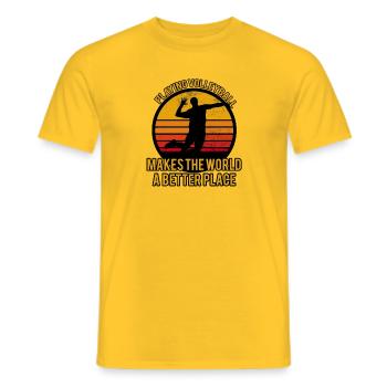Volleyball meilleur endroit. Volleyball de plage - T-shirt homme - jaune - Devant - AI Model Male 178 dark (178cm)