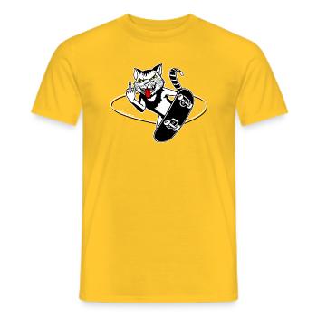 Skate Flip Cat - Men's T-Shirt - yellow - Front - AI Model Male 178 dark (178cm)