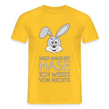 Mein Name ist Hase Ich weiß von nichts - Männer T-Shirt - Gelb - Vorne - AI Model Male 178 dark (178cm)
