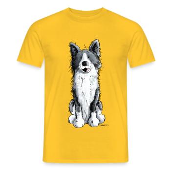 Fröhlicher Border Collie - Männer T-Shirt - Gelb - Vorne - AI Model Male 178 dark (178cm)