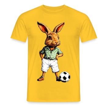Hase Fussball - Männer T-Shirt - Gelb - Vorne - AI Model Male 178 dark (178cm)