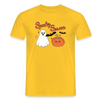 Spooky Season | Cute Halloween Shirt Pumpkin Ghost - Men's T-Shirt - yellow - Front - AI Model Male 178 dark (178cm)