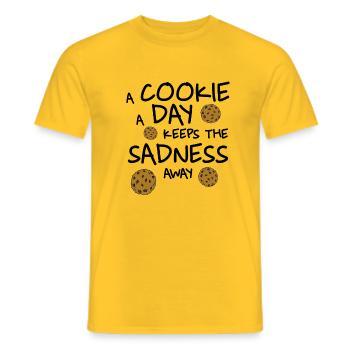 A cookie a day keeps the sadness away. - Men's T-Shirt - yellow - Front - AI Model Male 178 dark (178cm)