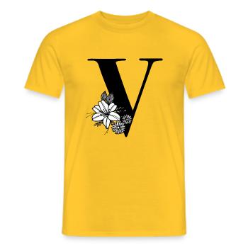 Letter V - Men's T-Shirt - yellow - Front - AI Model Male 178 dark (178cm)