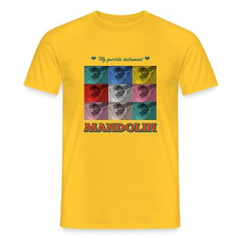 Mandolin - My favorite INstrument (mit Collage) - Männer T-Shirt - Gelb - Vorne - AI Model Male 178 dark (178cm)
