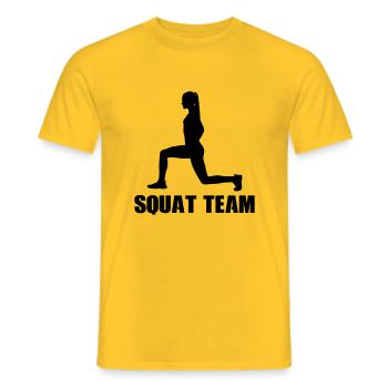 woman squat team - Männer T-Shirt - Gelb - Vorne - AI Model Male 178 dark (178cm)