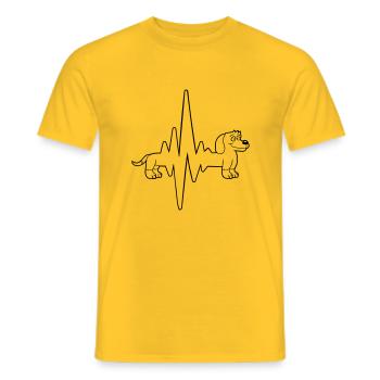 Hund Langer Dackel Puls Herzschlag Frequenz Lustig - Männer T-Shirt - Gelb - Vorne - AI Model Male 178 dark (178cm)