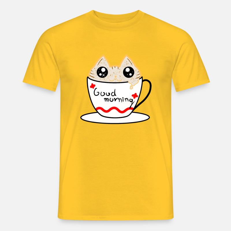 Kaffee Katze - Männer T-Shirt - Gelb