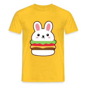 Burger Konijn Fast Food - Heren T-shirt - geel - Voor - AI Model Male 178 dark (178cm)
