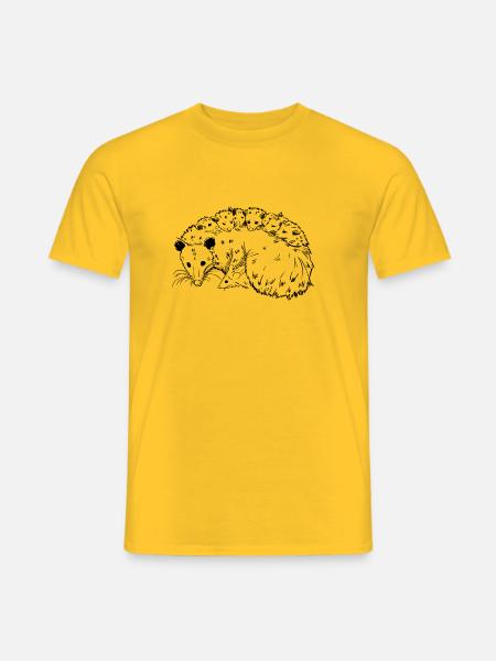 Süßes Opossum mit Babies, Illustration, Süß - Männer T-Shirt - Gelb