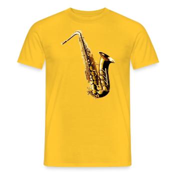 Le saxophone est un instrument fascinant - T-shirt homme - jaune - Devant - AI Model Male 178 dark (178cm)