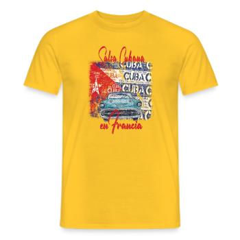 Salsa Cubana in France - Salsa dance clothes - Men's T-Shirt - yellow - Front - AI Model Male 178 dark (178cm)