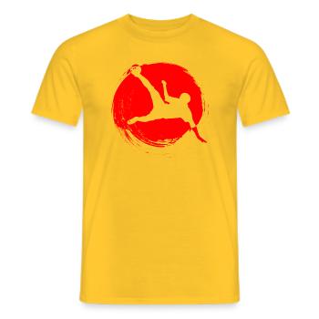 Ciseaux de football Homme Rouge - T-shirt homme - jaune - Devant - AI Model Male 178 dark (178cm)