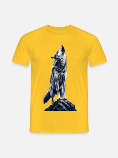 Wolfsruf auf Fels - Männer T-Shirt - Gelb