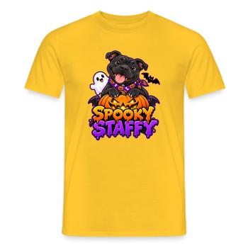 Spooky Staffy - Männer T-Shirt - Gelb - Vorne - AI Model Male 178 dark (178cm)