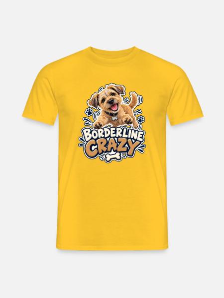 Borderline Crazy – Border Terrier - Männer T-Shirt - Gelb