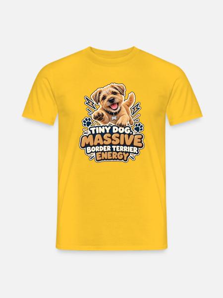 Kleiner Hund, riesige Border Terrier-Energie - Männer T-Shirt - Gelb