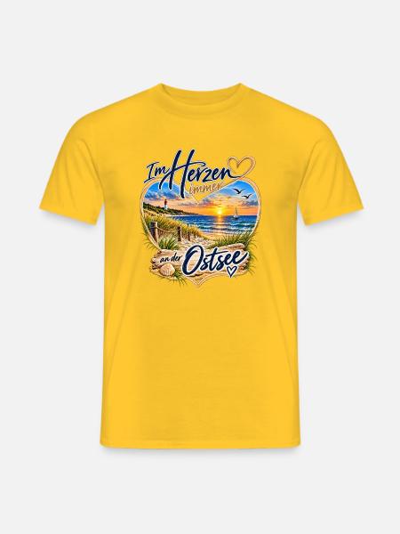 Ostsee Herz am Strand - Männer T-Shirt - Gelb