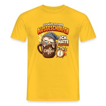Nachtschicht: Müde Eule mit Kaffee - Männer T-Shirt - Gelb - Vorne - AI Model Male 178 dark (178cm)