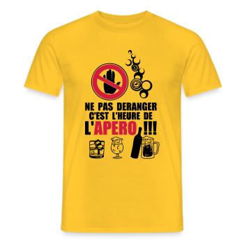 not disturb time apero2 - Men's T-Shirt - yellow - Front - AI Model Male 178 dark (178cm)