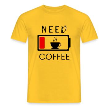 NEED COFFEE BLACK DESIGN - Men's T-Shirt - yellow - Front - AI Model Male 178 dark (178cm)