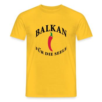 balkan für die seele - Männer T-Shirt - Gelb - Vorne - AI Model Male 178 dark (178cm)