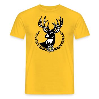 Hirsch Lorbeerkranz Wiesn Edelweiss - Männer T-Shirt - Gelb - Vorne - AI Model Male 178 dark (178cm)