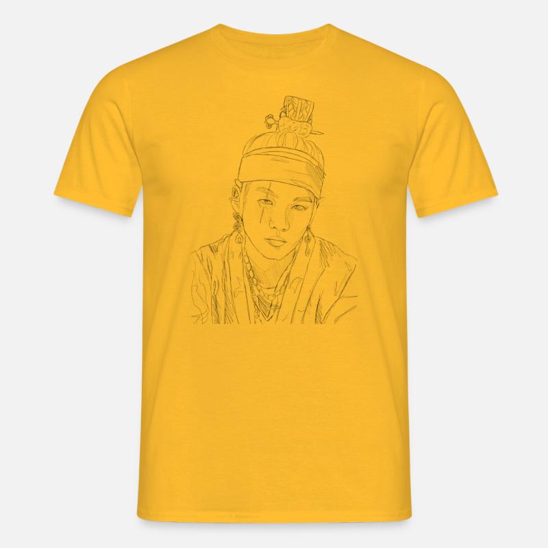 SUGA Sketch sort version, KPOP, Bangtan - T-shirt til herrer - gul