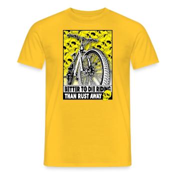 Style motard : le crâne rencontre le VTT - T-shirt homme - jaune - Devant - AI Model Male 178 dark (178cm)