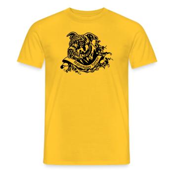 Staffordshire Terrier avec bannière rétro florale 4 - T-shirt homme - jaune - Devant - AI Model Male 178 dark (178cm)