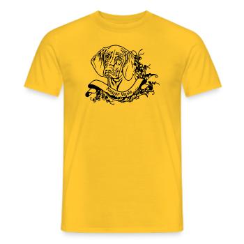 Magyar Vizsla on Retro Banner - Men's T-Shirt - yellow - Front - AI Model Male 178 dark (178cm)
