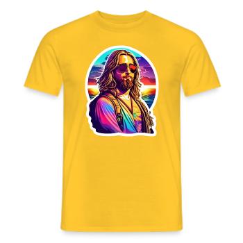 Hippie Jesus at the Beach - Männer T-Shirt - Gelb - Vorne - AI Model Male 178 dark (178cm)