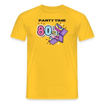 80s Party Time - Men's T-Shirt - yellow - Front - AI Model Male 178 dark (178cm)